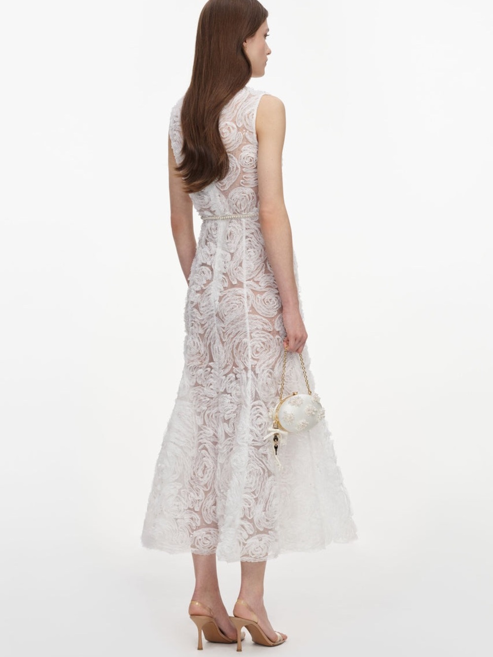 NWOT Self-Portrait White Tulle Lace Midi Dress - Picture 5 of 12